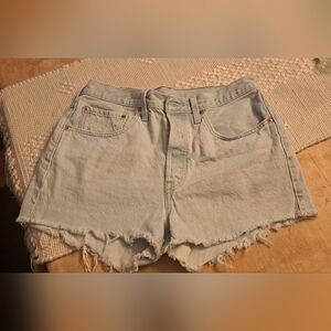 Levi's Blue Jean Shorts Distressed Frayed Hem